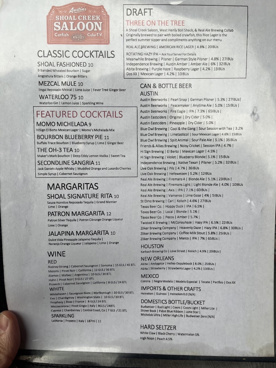 Shoal Creek Saloon Menu - Image 2