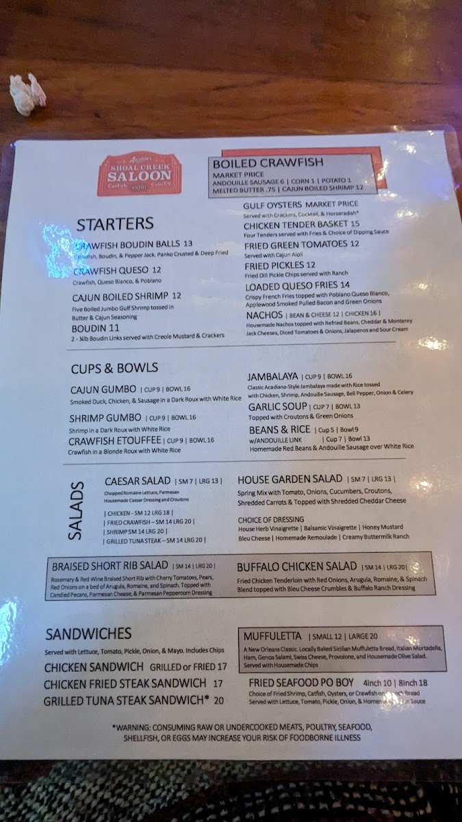 Shoal Creek Saloon Menu - Image 4