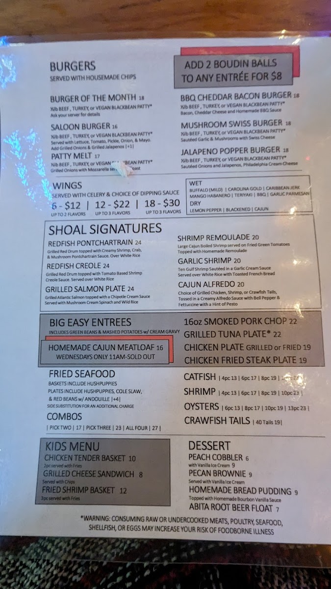 Shoal Creek Saloon Menu - Image 6